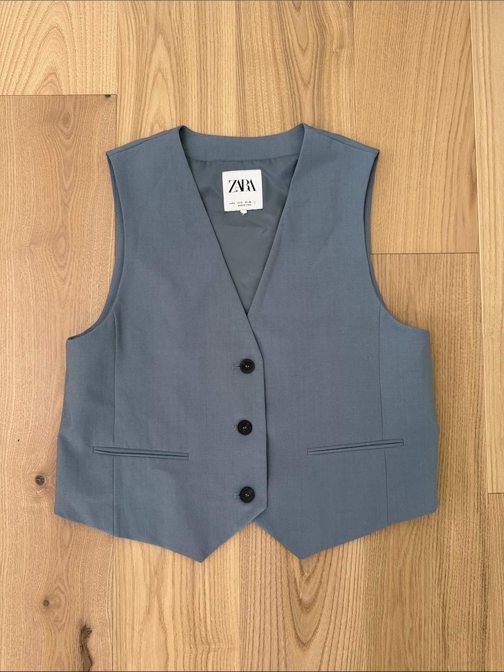 ZARA Dusty Blue Tailored Vest Size S